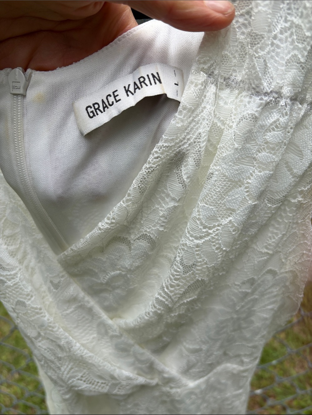 Grace Karin Cream Lace V-Neck Sleeveless Maxi Dress - Picture 5 of 5